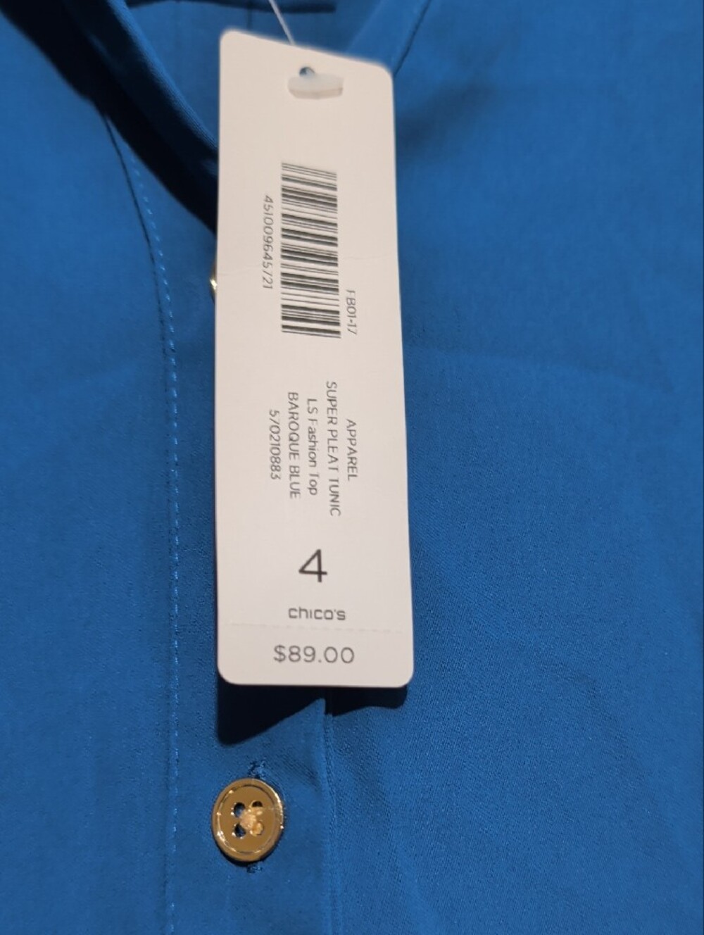 Chico's Women's Blue Button-Front Shirt Chico's 4 Or US 20/22 - Picture 4 of 7